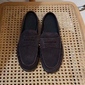 Rag & Bone Suede Open-Back Loafers in Plum